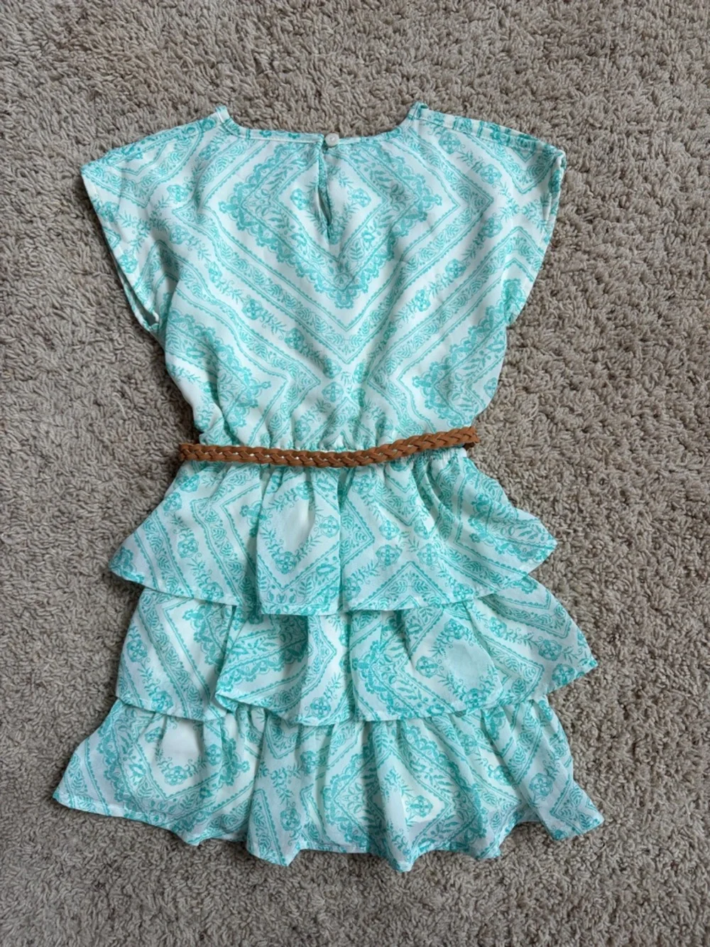 The Place Girls' Ruffle Dress w/open shoulders & Brown Braided Belt - Picture 5 of 5
